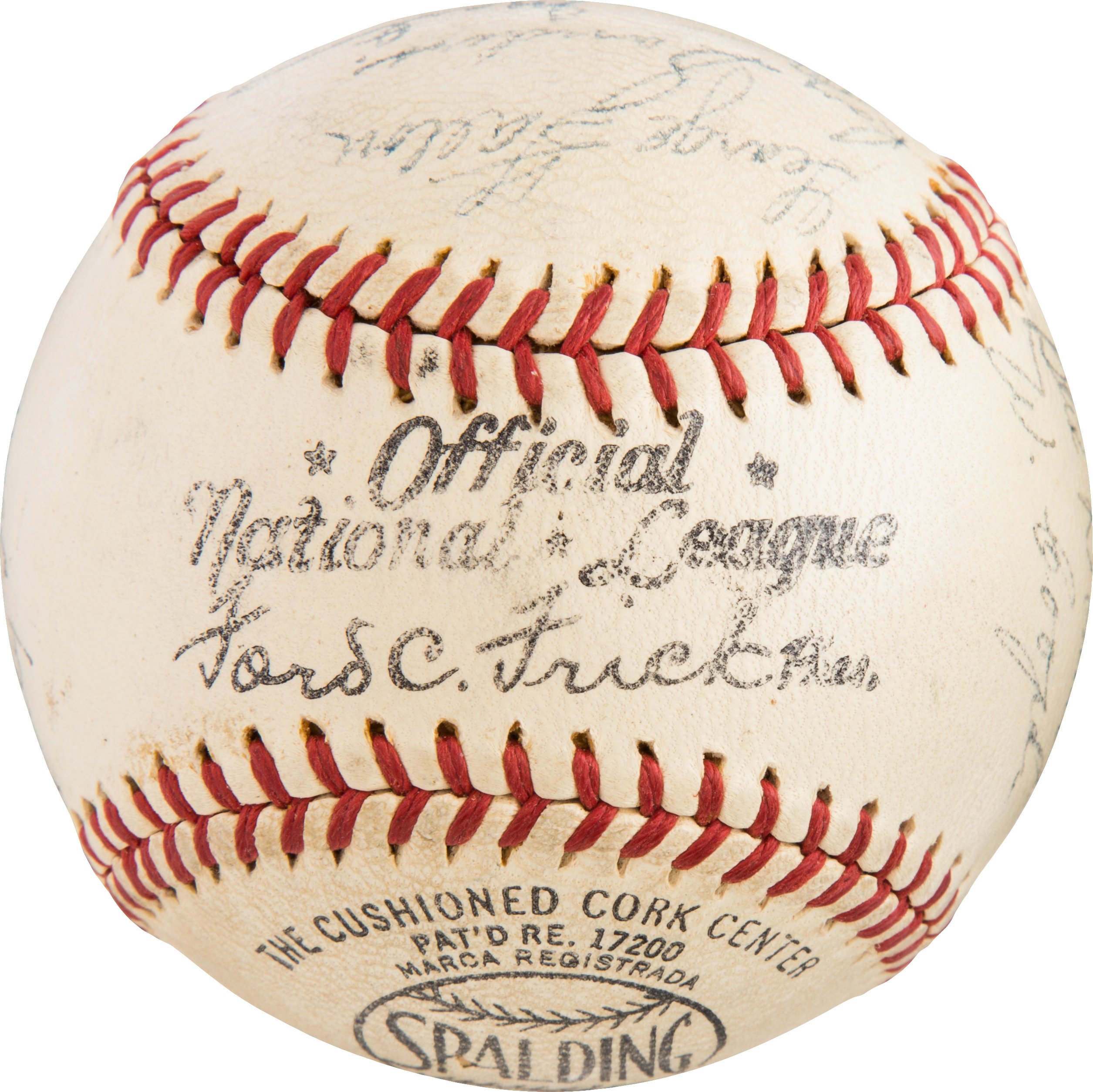 Lot Detail - 1944 W.S. Champions St. Louis Cardinals Team-Signed ONL (Frick) Baseball w/ 21 Sigs ...