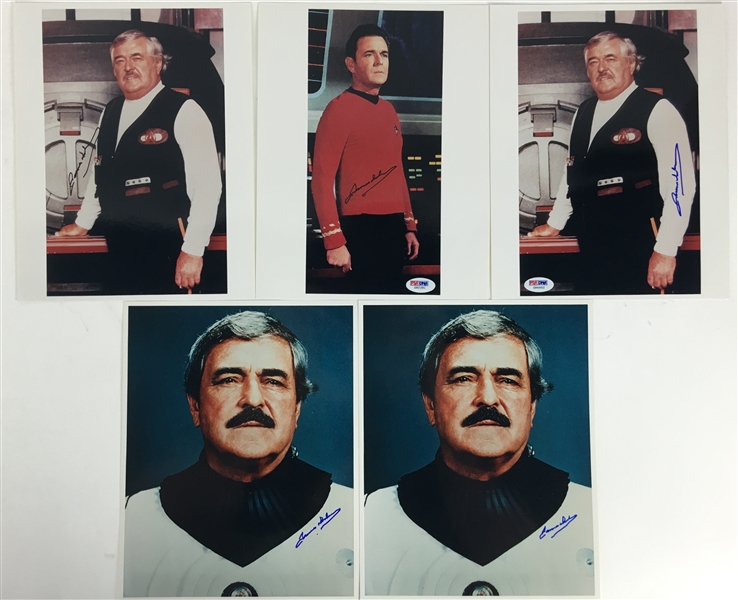 James Doohan Lot of Five (5) Signed 8" x 10" Star Trek Photographs (PSA/JSA Guaranteed)