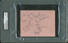 The Beatles Signed 4.5" x 6" Album Page w/ McCartney, Lennon, Harrison & Star PSA/DNA Graded MINT 9!