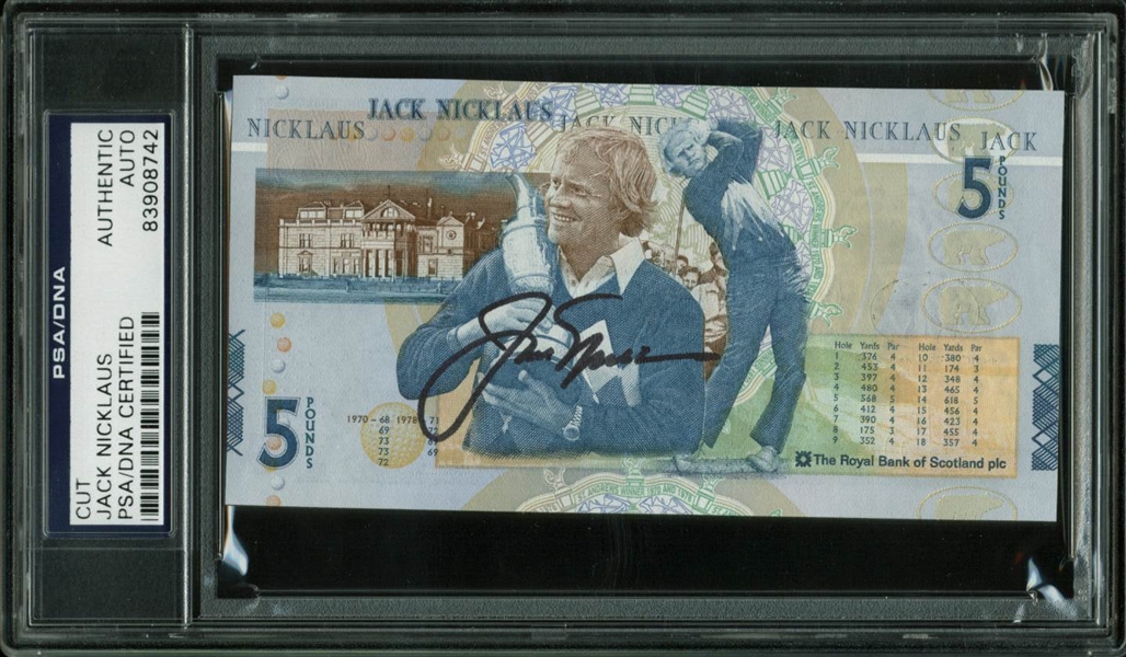 Jack Nicklaus Signed 5 Pound Scottish Bank Note (PSA/DNA Encapsulated)