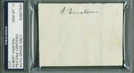 Albert Einstein Signed 2.5" x 3" Album Page PSA/DNA Graded GEM MINT 10!