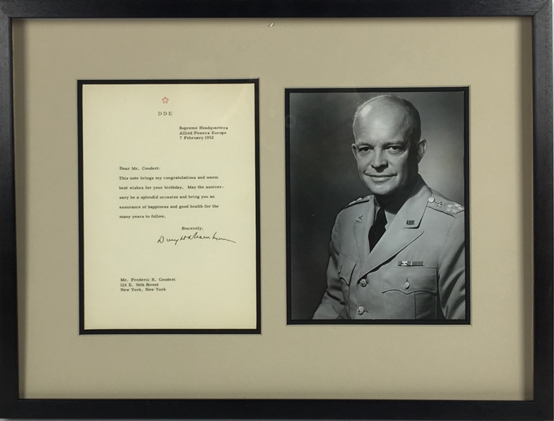 President Dwight D. Eisenhow Signed 1952 Typed Letter On NATO Stationary w/ Type 1 Photograph! (PSA/JSA Guaranteed)
