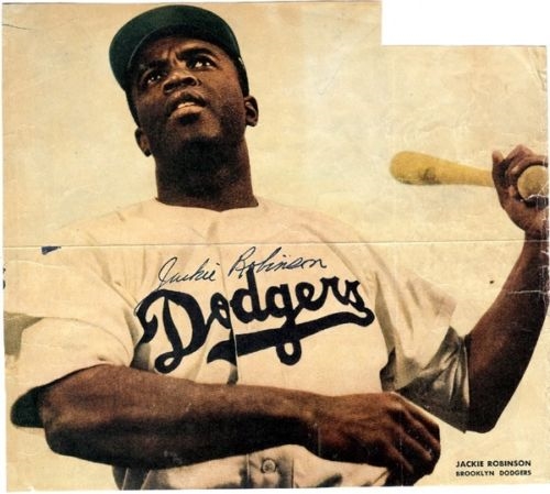 Jackie Robinson Signed 7" x 8" Color Dodgers Magazine Photo PSA/DNA Graded MINT 9!