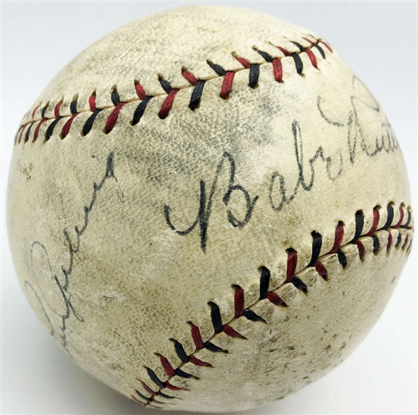 Babe Ruth & Lou Gehrig Exceptional Dual Signed ONL Baseball w/ RARE Dual Display! (JSA)