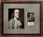 Founding Fathers: Benjamin Franklin ULTRA-RARE Signed & Framed 2.5" x 1.5" Album Page (JSA)