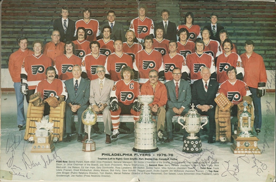 Broad Street Bullies: 1975 Flyers Team Signed Program w/ ULTRA-RARE Barry Ashbee Autograph! (PSA/DNA)