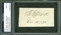 Thomas Jefferson Choice Signed Cut c. 1790 (PSA/DNA Graded MINT 9!)