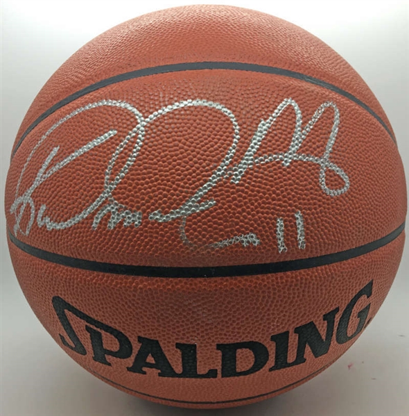 Karl Malone Signed Leather NBA Basketball w/ Rare "#11" Dreamteam Inscription! (PSA/DNA)