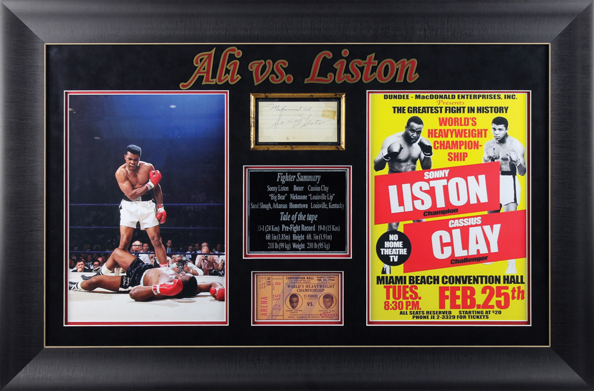Muhammad Ali Sonny Liston signed autograph Boxing photo ticket poster Framed 