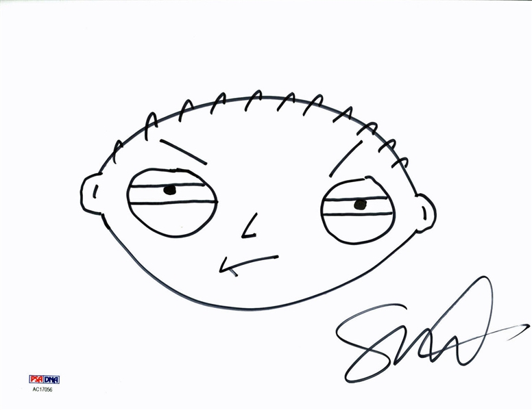Seth MacFarlane Signed & Hand Drawn Sketch of Stewie Griffin! (PSA/DNA)