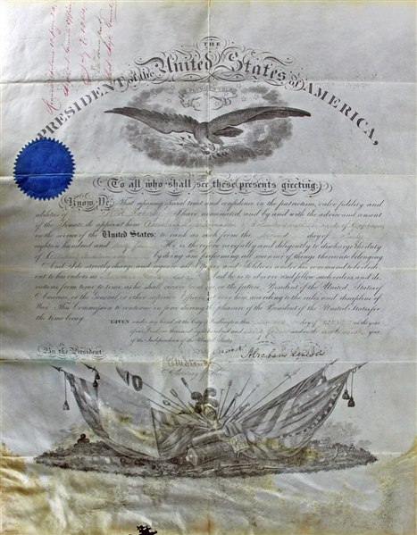 President Abraham Lincoln Signed & Civil War Dated Ornate Military Commission (1864)(PSA/DNA)