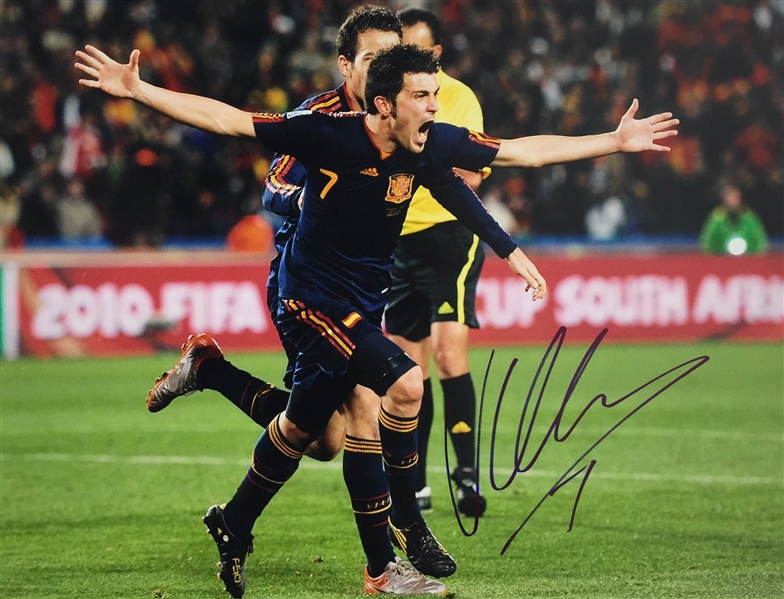 David Villa In-Person Signed 11" x 14" Color Photo (PSA/JSA Guaranteed)