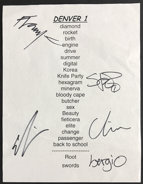 Deftones Group Signed & Concert Used Set List from Denver, CO Show! (TPA Guaranteed)