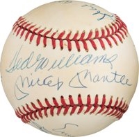 Original 11: 500 Home Run Club Signed OAL Baseball w/ Desirable Mantle/Williams Sweet Spot! (PSA/DNA)