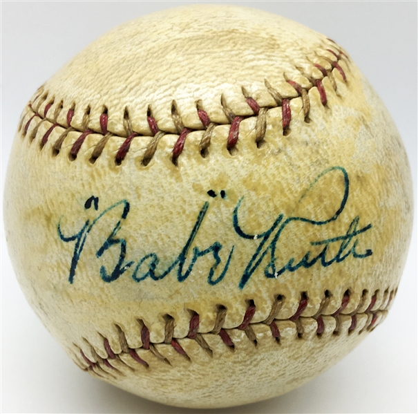 Babe Ruth Exceptional Signed 1927-Era Reach Baseball (Beckett & PSA/DNA)