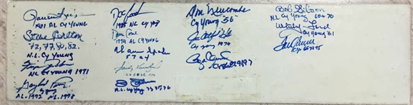 Cy Young Winners Multi-Signed Pitching Rubber w/ Catfish Hunter, Koufax & Others! (PSA/DNA)