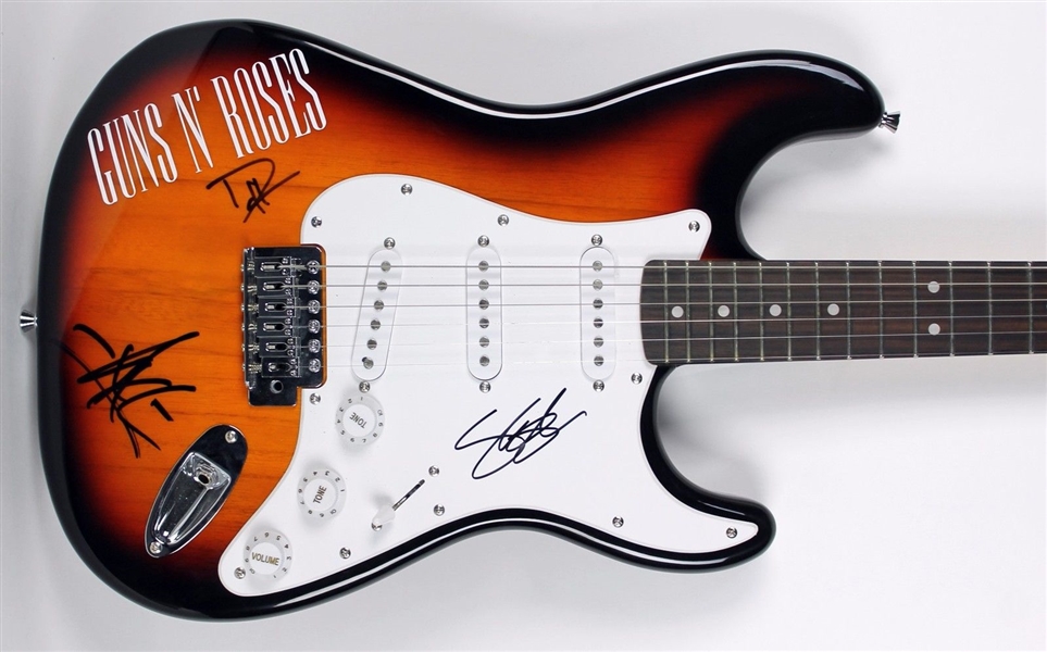 Guns N Roses: Slash, Axl Rose & Duff Signed Fender Squier Stratocaster Guitar (BAS/Beckett)