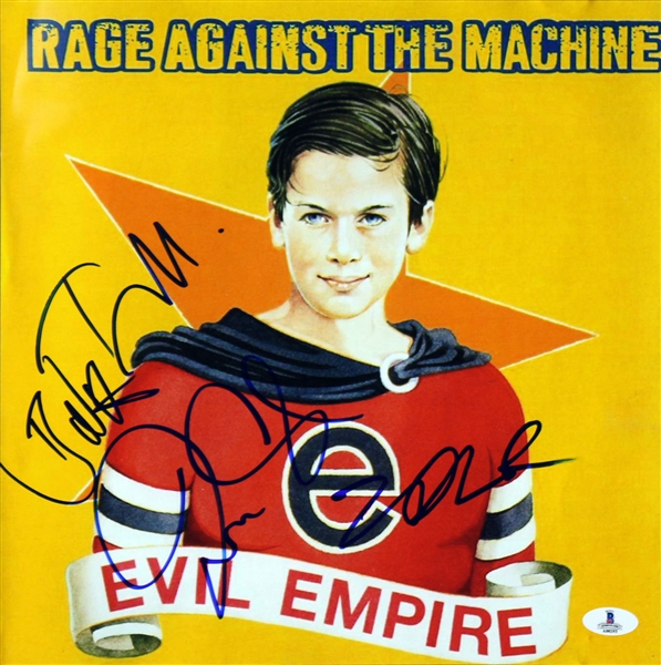 Rage Against The Machine Group Signed "Evil Empire" Record Album Flat (BAS/Beckett)