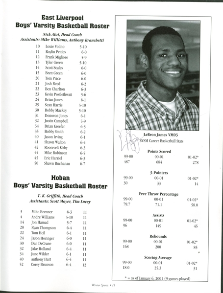 LeBron James ULTRA-RARE Pre-Rookie Signed 2001-02 St. Vincent St. Marys Program (Beckett)