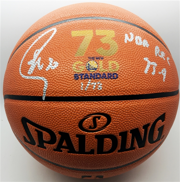 Stephen Curry Signed Limited Edition NBA Game Basketball w/ "NBA Rec 73-9" Inscription! (Fanatics)