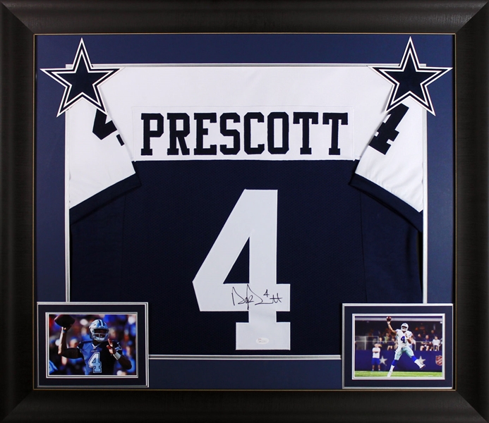 Dak Prescott Signed Cowboys Jersey in Custom Framed Display (JSA)