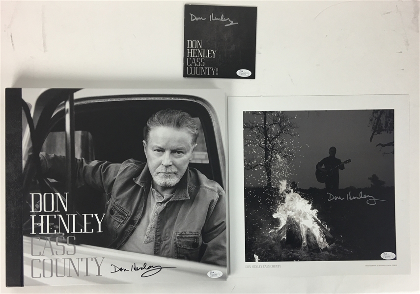 Eagles: Lot of Three (3) Signed Don Henley "Cass County" Items (JSA)