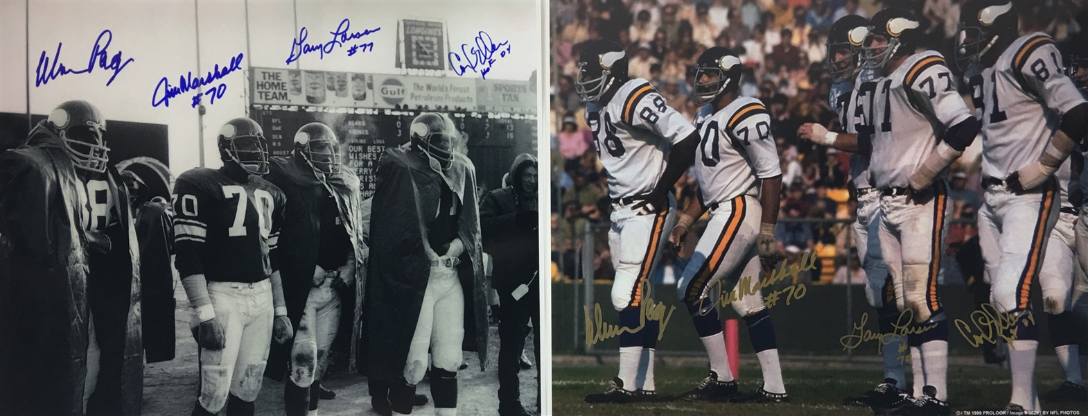 Purple People Eaters Lot of Two (2) Signed 16" x 20" Photographs w/ 4 Signatures! (TPA Guaranteed)