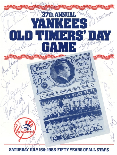 Yankees Old-Timers Day Signed Program w/ Gomez, Maris, Dickey & Others (JSA)