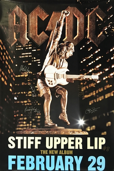 AC/DC Group Signed Limited Edition 27" X 41" "Stiff Upper Lip" Poster w/ 5 Signatures! (TPA Guaranteed)