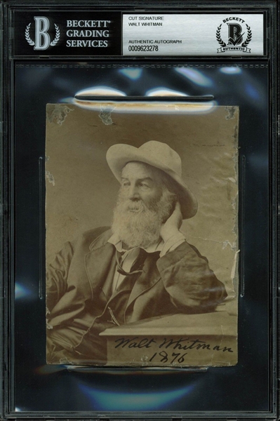 Walt Whitman ULTRA-RARE Signed 4" x 5.5" Photo (BAS/Beckett Encapsulated)