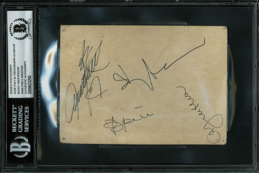 ABBA Rare Group Signed 4" x 6" Promotional Photo (4 Sigs)(BAS/Beckett Encapsulated)