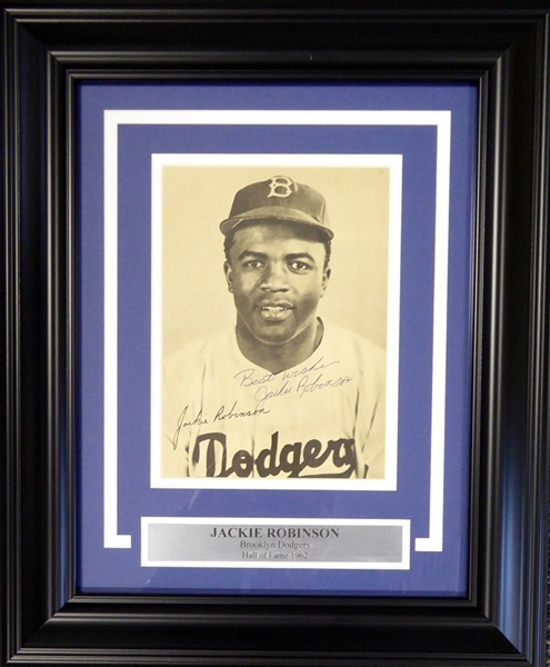 Jackie Robinson Signed Magazine Photo in Framed Display (PSA/DNA)