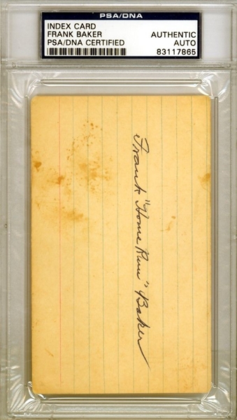 ULTRA RARE Frank "Home Run" Baker Signed 3" x 5" Index Card (PSA/DNA Encapsulated)