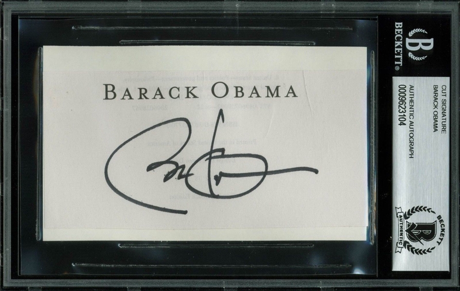 President Barack Obama Signed 2.5" x 5" Cut (BAS/Beckett Encapsulated)