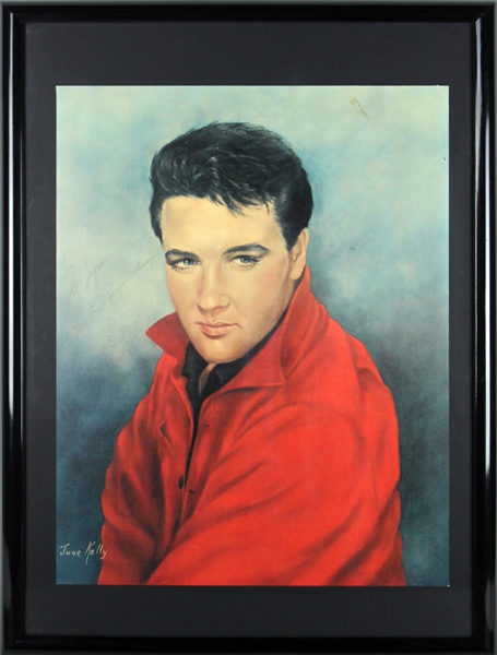 Elvis Presley Signed & Framed 15" x 19" June Kelly Print (BAS/Beckett)