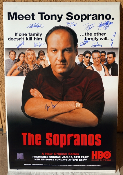 The Sopranos Cast Signed 27" x 41" Promo Poster with Gandolfini, Falco, etc. (10 Sigs)(Beckett/BAS Guaranteed)