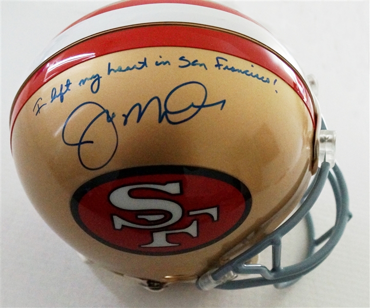 Joe Montana & Dwight Clark Dual Signed & Uniquely Inscribed Full Size Pro-Line 49ers Helmet (Beckett/BAS Guaranteed)