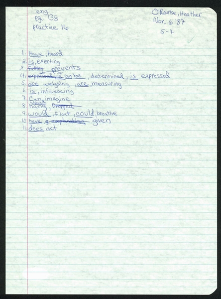 Poltergeist: Heather ORourke Handwritten Homework from 1987 (PSA/DNA)