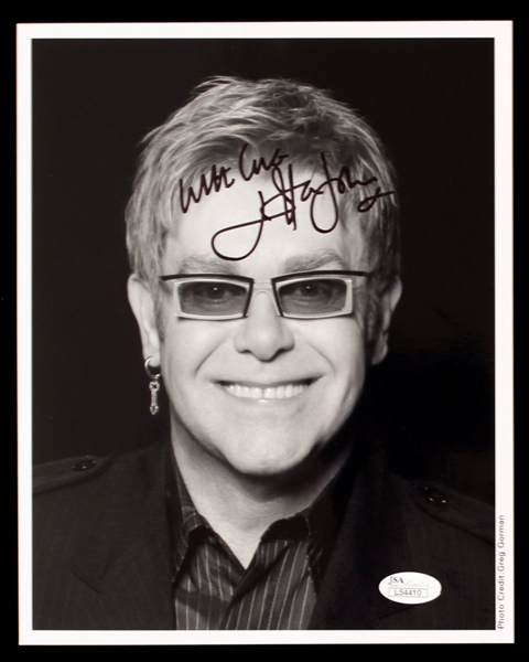 Elton John Near-Mint Signed 8" x 10" Black & White Photo (JSA)
