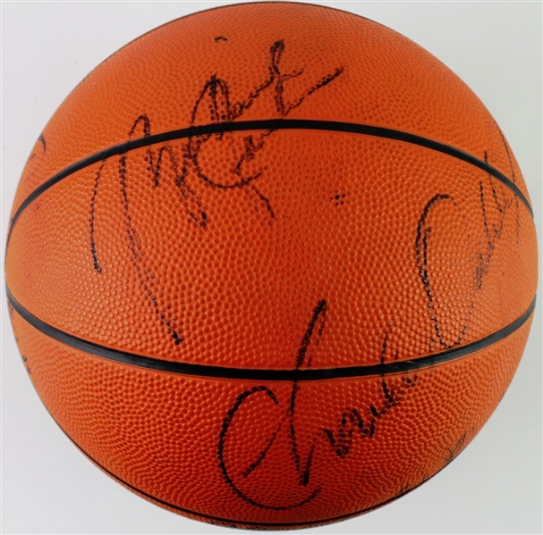 1987-88 Chicago Bulls Team Signed Spalding NBA Basketball with Jordan, Oakley, etc. (8 Sigs) (PSA/DNA)