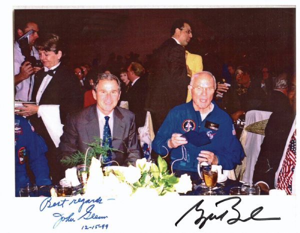 George W. Bush & John Glenn Rare Dual-Signed 8" x 10" Photo Following Glenns 1998 Shuttle Mission (PSA/DNA)