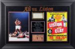 Muhammad Ali & Sonny Liston Dual-Signed Signature Cut in Custom Framed Display (JSA)