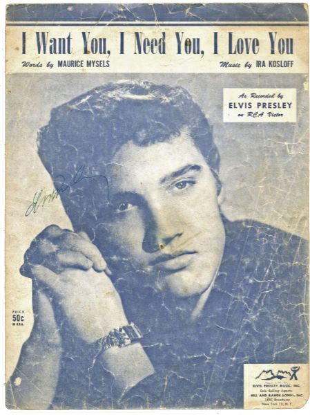 Elvis Presley Signed "I Want You, I Need You, I Love You" Sheet Music Book (PSA/DNA)