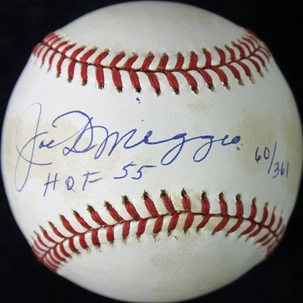 Joe DiMaggio Signed Limited Edition OAL Budig Baseball w/ "HOF 55" (PSA/DNA)
