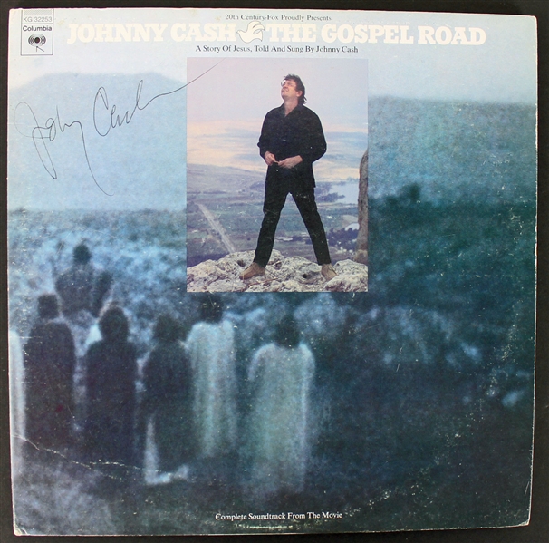 Johnny Cash Near-Mint Signed "The Gospel Road" Album (PSA/DNA)