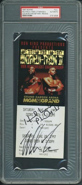 Mike Tyson & Evander Holyfield RARE Signed "Tyson-Holyfield II" Fight Ticket (PSA Encapsulated)
