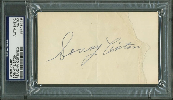 Sonny Liston Near-Mint Signed 3" x 5" Index Card (PSA/DNA Encapsulated)