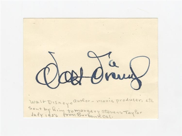 Walt Disney Vintage Signed 2" x 4" Album Page (Beckett/BAS Guaranteed)