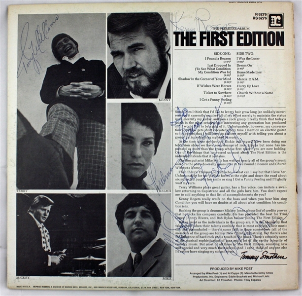 Kenny Rodgers & The First Edition Ultra Rare Group Signed Album (JSA)