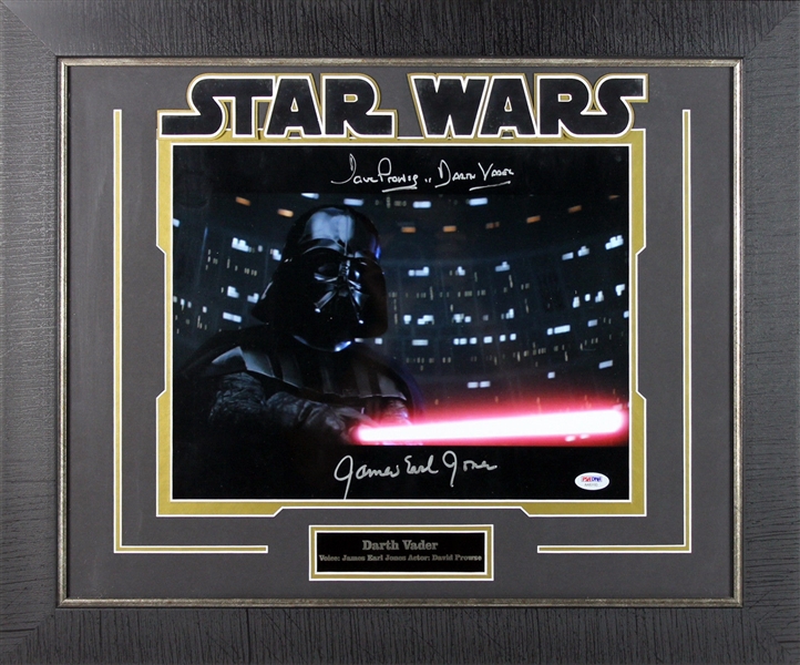 Darth Vader: David Prowse & James Earl Jones Signed 11" x 14" Photo in Framed Display (PSA/DNA)